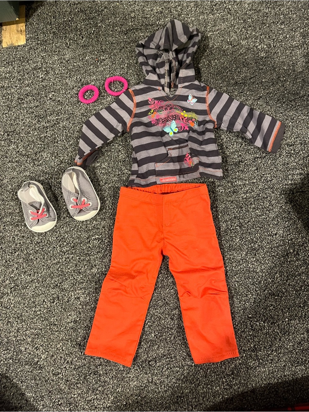 American Girl Doll Striped Hoodie Outfit